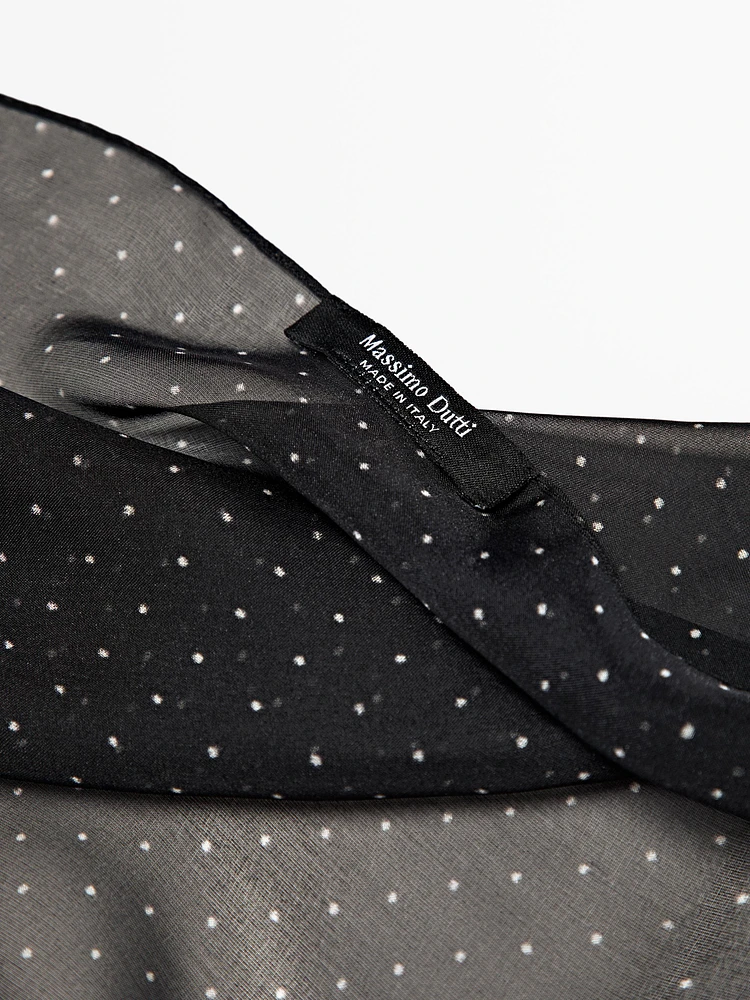 Foulard imprimé à pois 100 % soie