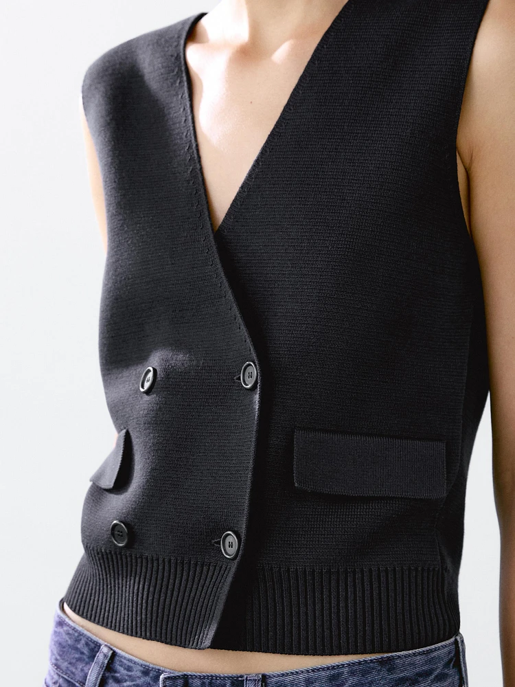 Double button Milano knit vest
