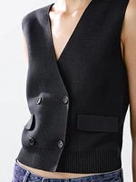 Double button Milano knit vest