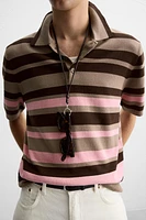 POLO EN MAILLE JACQUARD À RAYURES