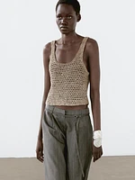 Braided suede leather top