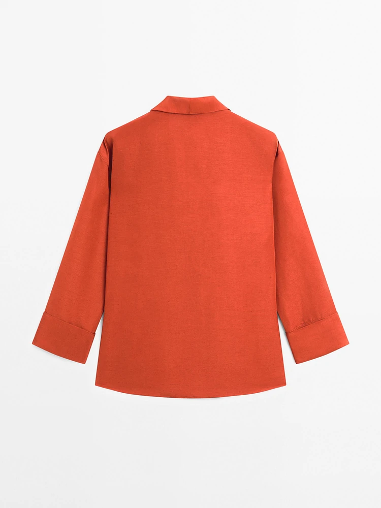 Blouse à col polo lin mélang