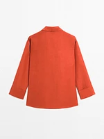 Blouse à col polo lin mélang