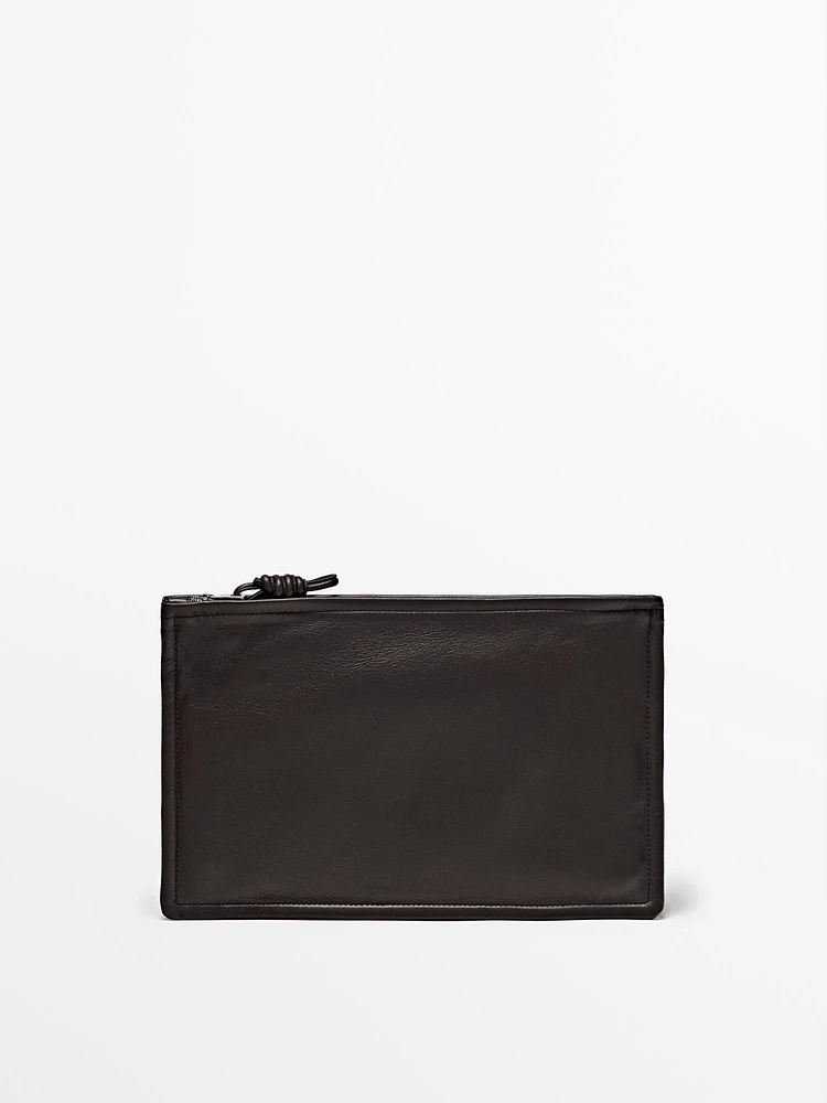 Small nappa leather pouch bag with knot