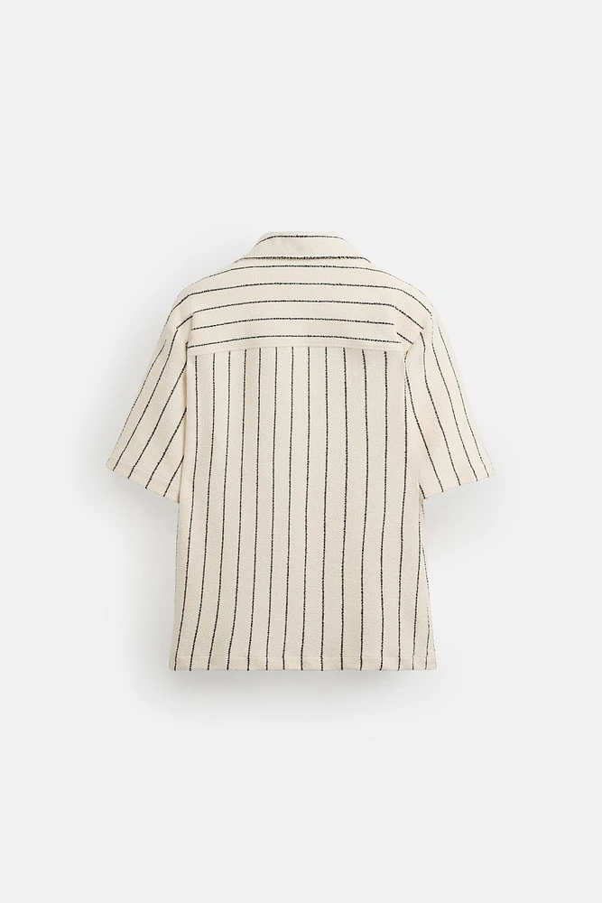 CHEMISE RAYURES TEXTURE VELOURS BOUCLÉ