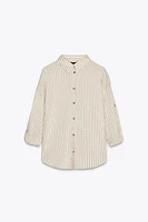 STRIPED ROLL-TAB SLEEVE SHIRT