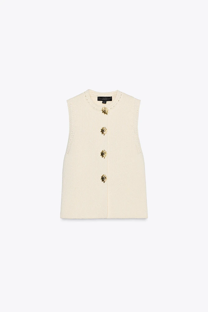 GOLD BUTTON KNIT TOP