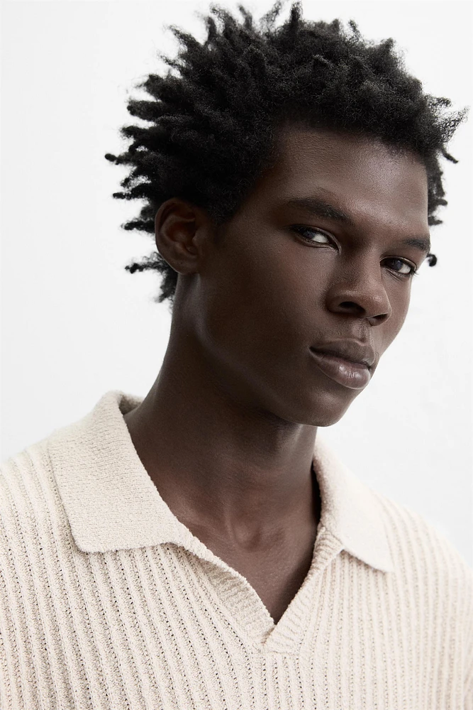RIB KNIT RUSTIC POLO SHIRT