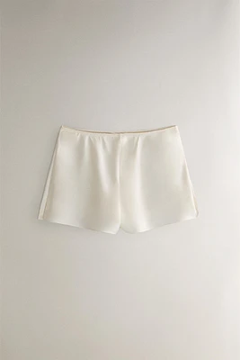 BEIGE SILK SHORTS