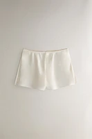 BEIGE SILK SHORTS