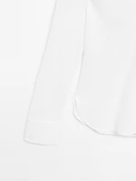Flowing linen shirt with stand collar