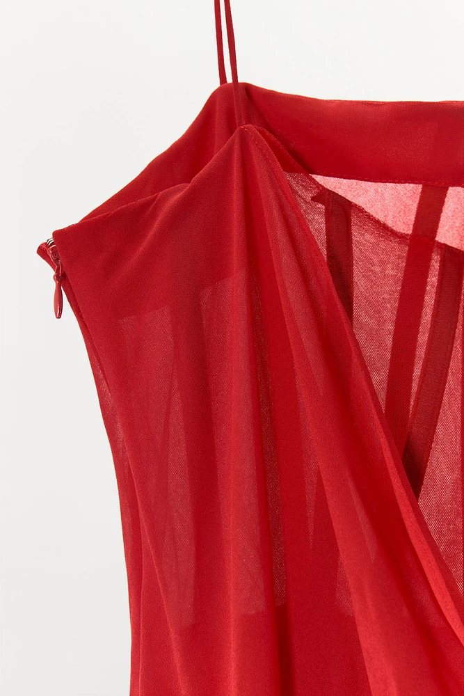 ROBE MI-LONGUE BUSTIER ASYMÉTRIQUE