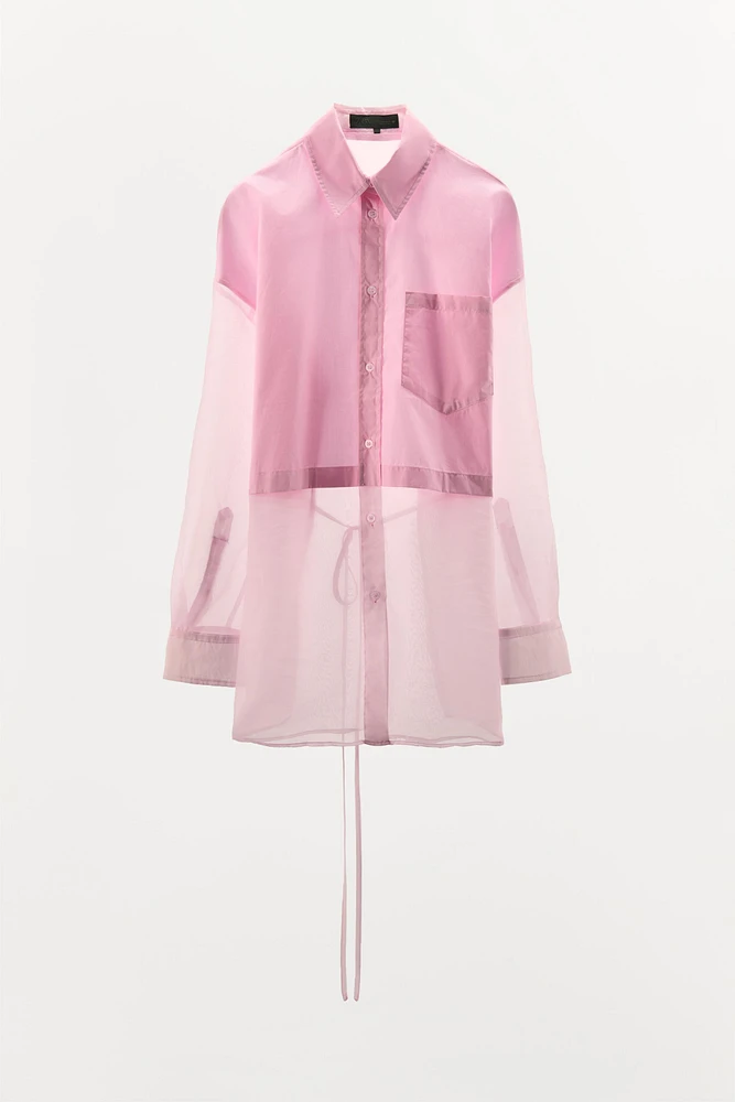 CHEMISE OVERSIZE À RAYURES EN ORGANZA