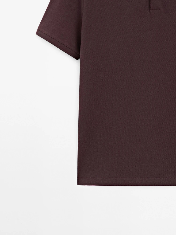 Polo micro-texture en piqué de coton