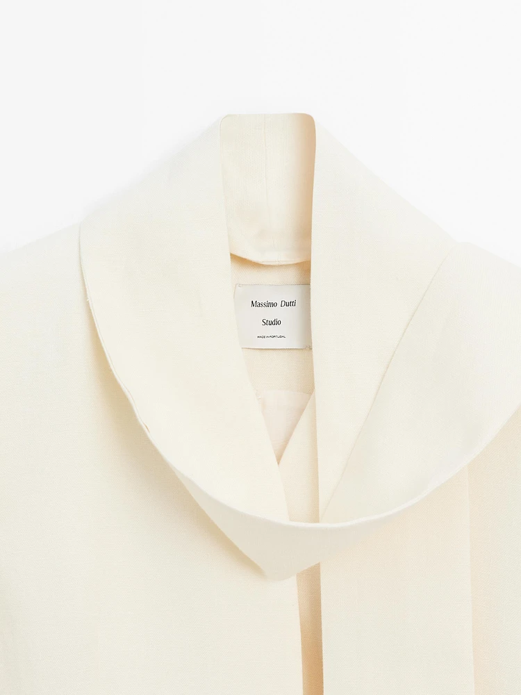 Blazer court 100 % lin avec foulard - STUDIO