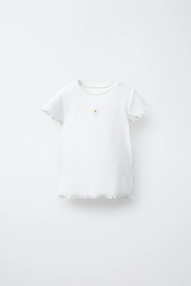 T-SHIRT CÔTELÉ BRODÉ