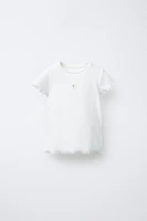 T-SHIRT CÔTELÉ BRODÉ