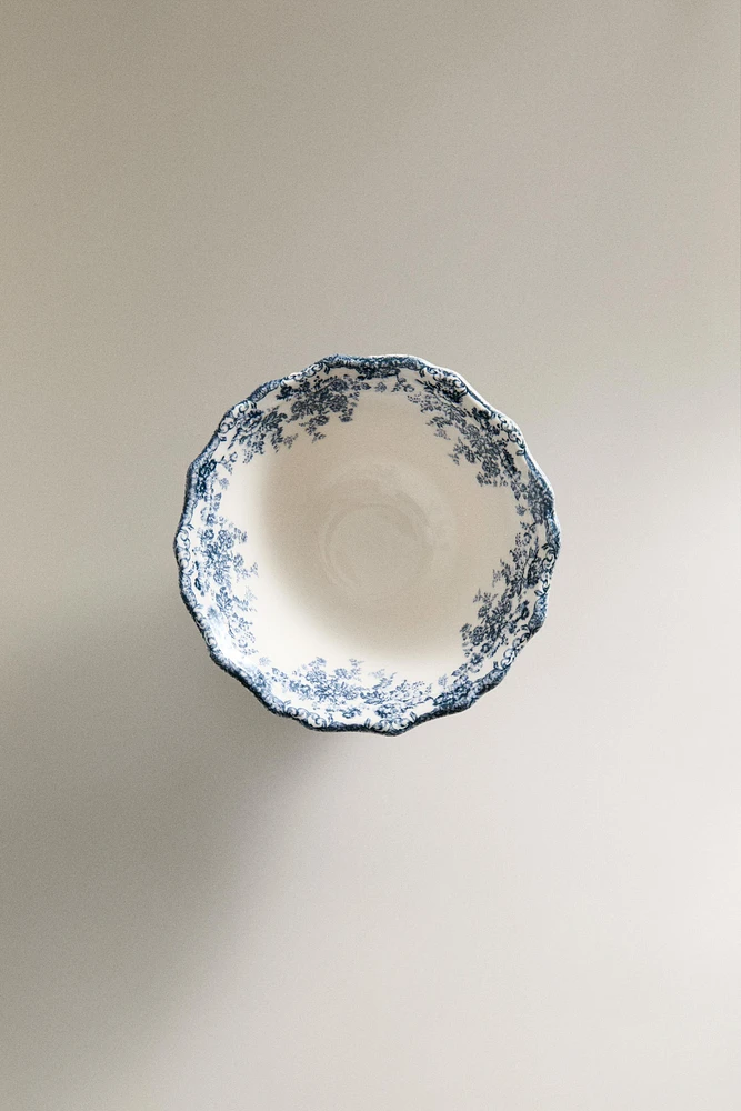 FLORAL EARTHENWARE SNACK BOWL