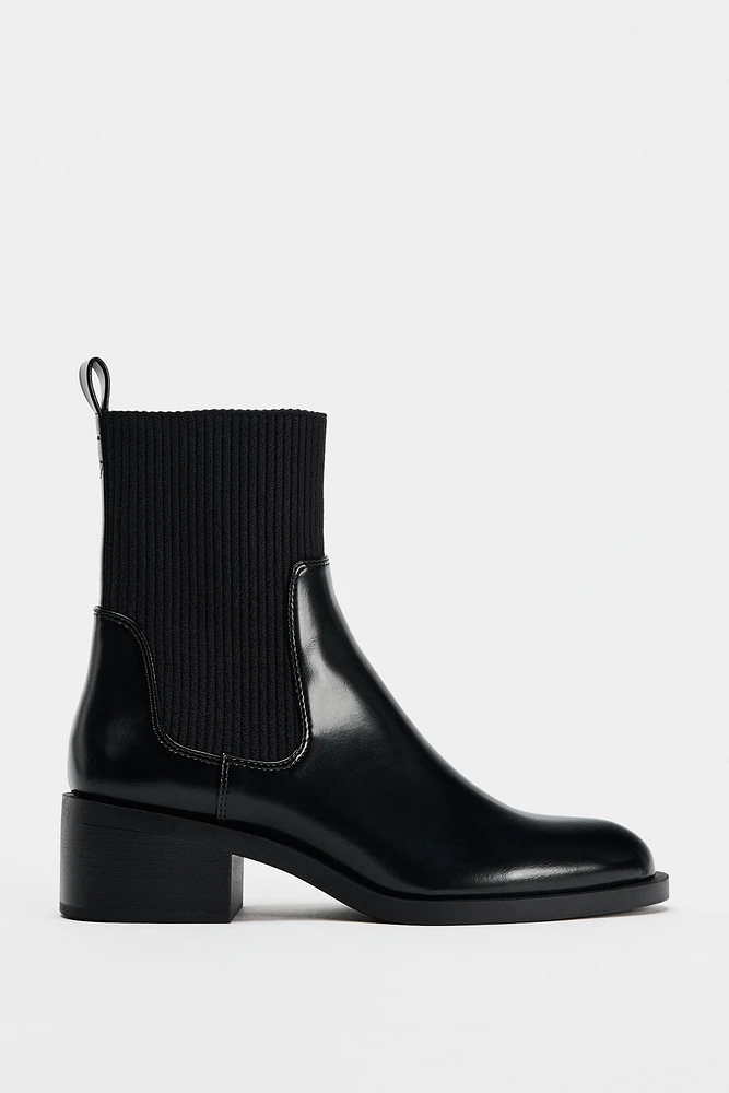 FAUX PATENT LEATHER CHELSEA BOOTS