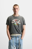 WASHED T-SHIRT WITH CONTRAST PRINT