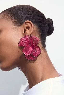 BOUCLES D'OREILLES FLEUR BORDURE CONTRASTÉE