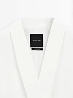 Linen blend waistcoat with tuxedo collar
