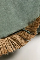 FRINGED JUTE THROW PILLOW COVER