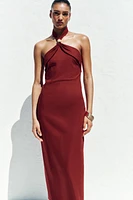 ROBE MIDI HALTER EN LIN