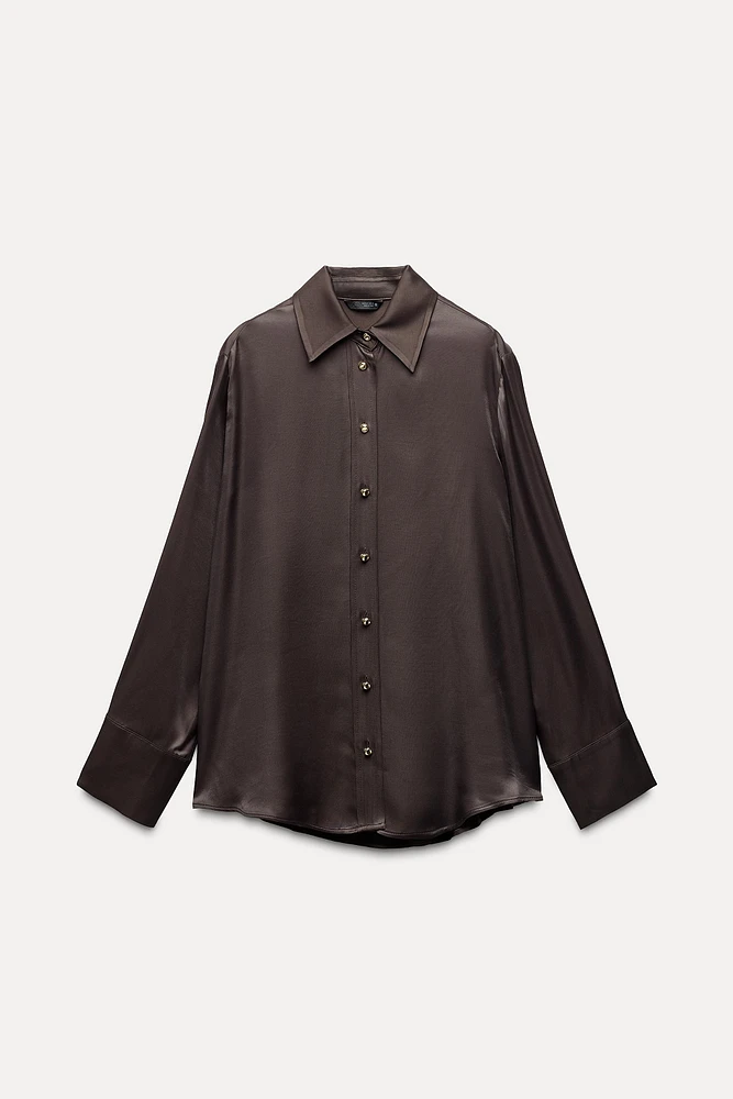 GOLD BUTTON SATIN EFFECT SHIRT