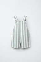 STRIPED TWILL OVERALL SHORTS