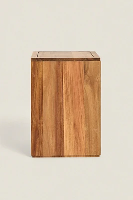 SQUARE WOODEN BATHROOM TRASH CAN