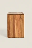 SQUARE WOODEN BATHROOM TRASH CAN