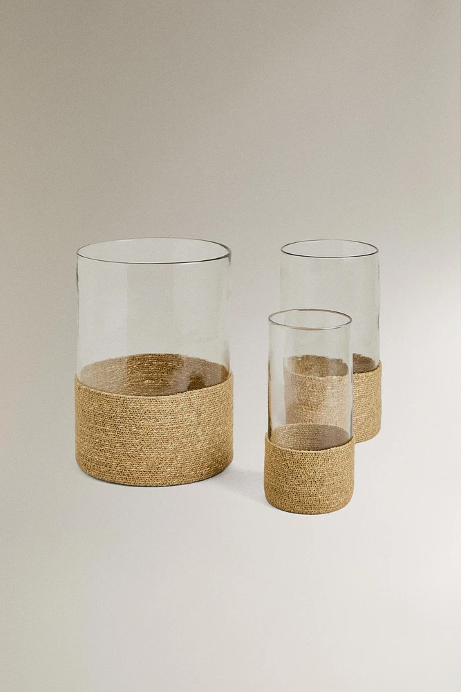 LANTERNE VERRE NON RECYCLABLE ET JUTE