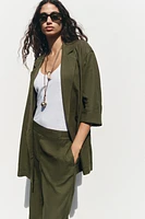 LINEN BLEND WIDE LEG PANTS