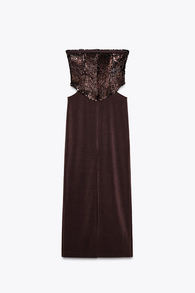 SEQUIN CUT-OUT COMBINATION DRESS