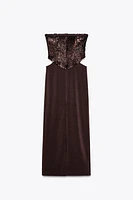SEQUIN CUT-OUT COMBINATION DRESS