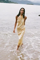 SATIN HALTER MIDI DRESS