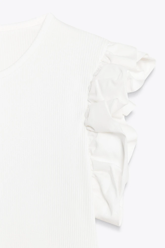 COMBINATION RUFFLED T-SHIRT