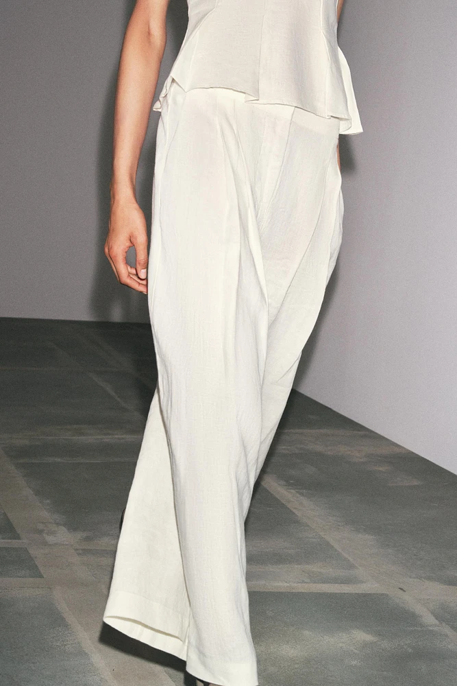 PANTALON À PINCES 100 % LIN ZW COLLECTION