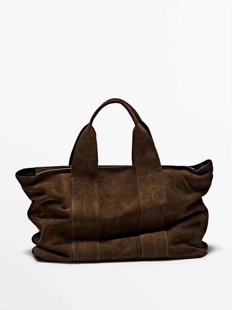 Sac cabas en croûte de cuir