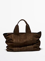 Sac cabas en croûte de cuir