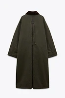 CORDUROY COLLAR WAXED TRENCH