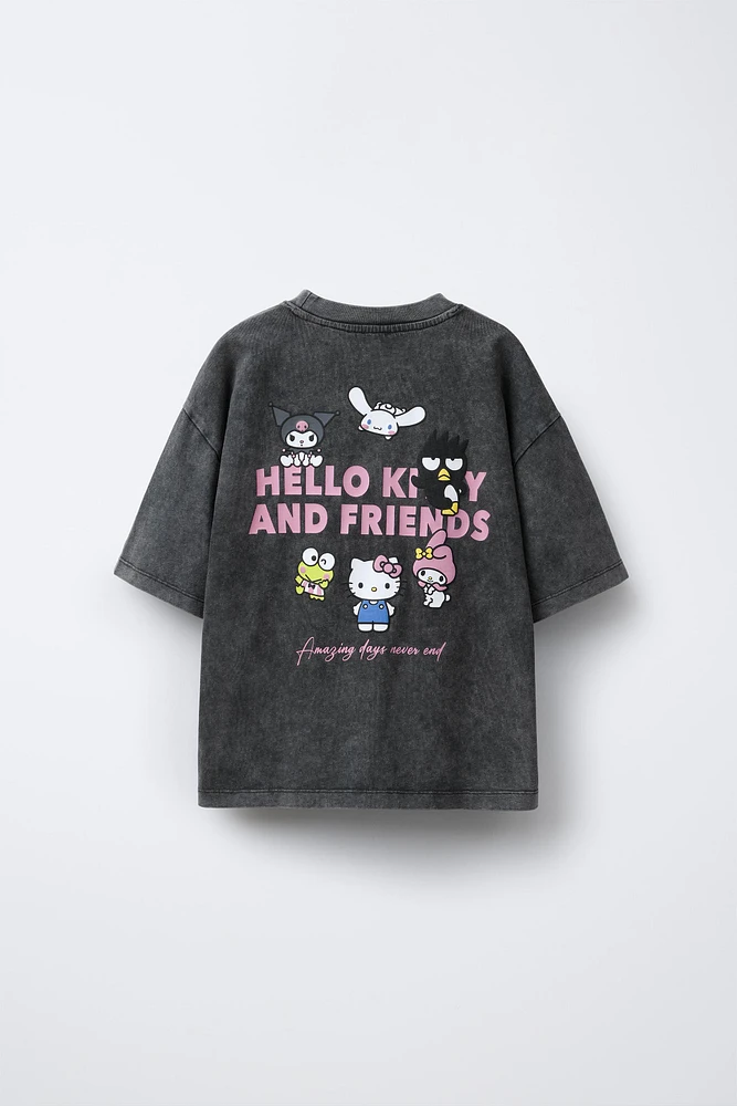 T-SHIRT EFFET DÉLAVÉ IMPRIMÉ HELLO KITTY AND FRIENDS © SANRIO