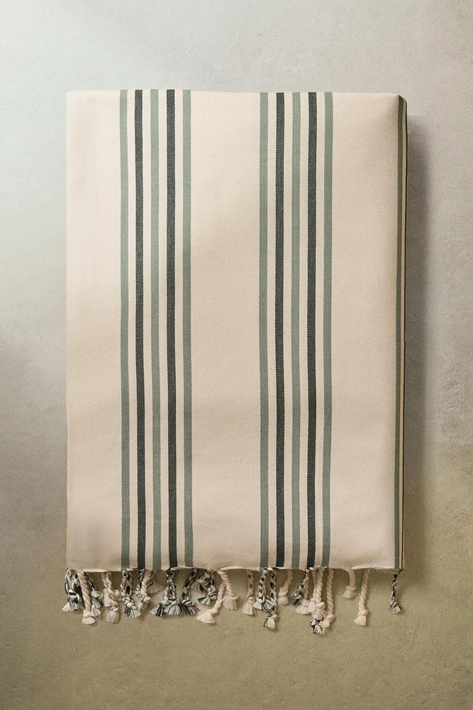 SERVIETTE DE PLAGE PARÉO COTON RAYURES