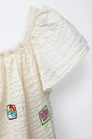 TEXTURED EMBROIDERED DRESS