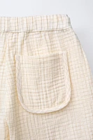 PLAID TEXTURED BAGGY PANTS