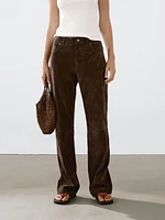 Pantalon en cuir finition daim