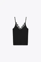 RIB TANK TOP WITH LACE