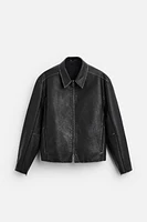 FAUX LEATHER WASHED JACKET