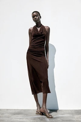 ROBE TULLE HALTER DRAPÉE